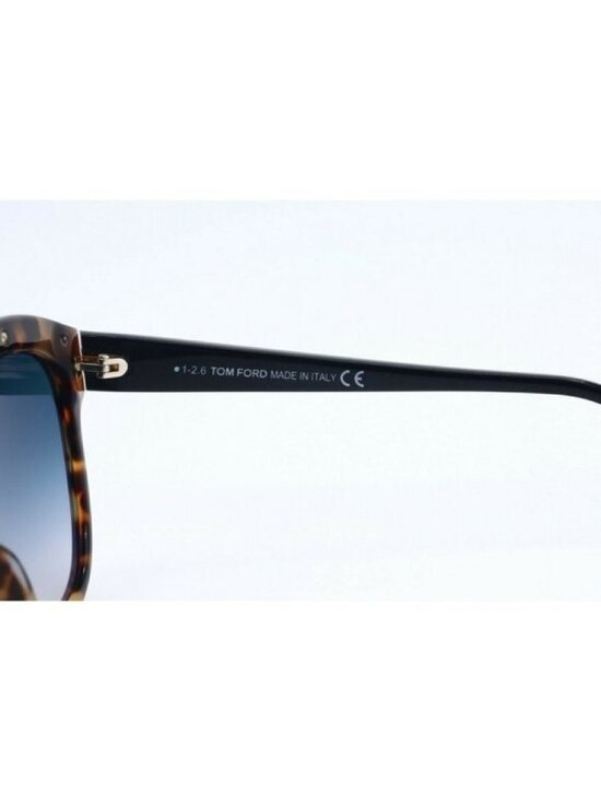 Tom Ford Livia TF 518 56W Cat Eye Tortoise Sunglasses Blue Gradient Lenses (A)